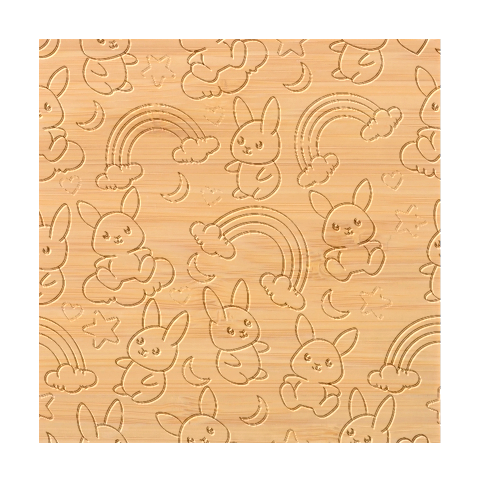 Seamless Pattern With Cute Rabbit Character Bamboo Coaster Set from ArtsNow.com Coaster 1