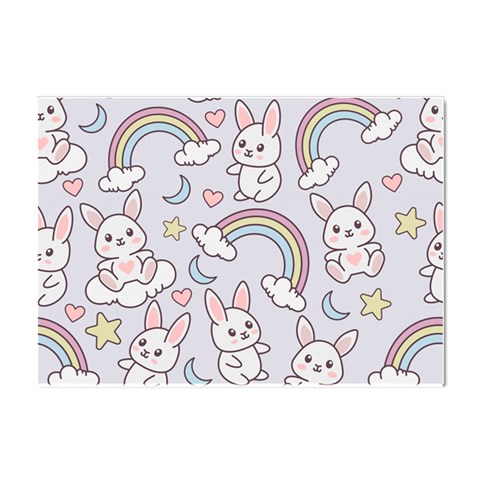 Seamless Pattern With Cute Rabbit Character Crystal Sticker (A4) from ArtsNow.com Front