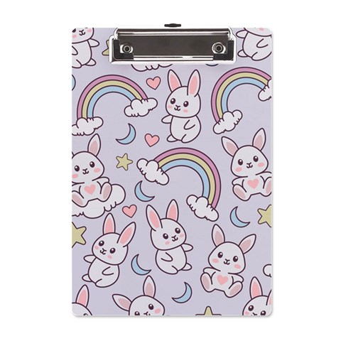 Seamless Pattern With Cute Rabbit Character A5 Acrylic Clipboard from ArtsNow.com Front