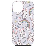 Seamless Pattern With Cute Rabbit Character iPhone 14 Black UV Print Case