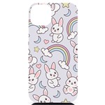 Seamless Pattern With Cute Rabbit Character iPhone 14 Plus Black UV Print Case