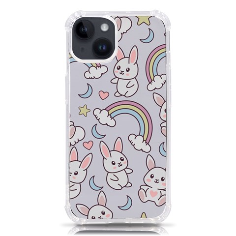 Seamless Pattern With Cute Rabbit Character iPhone 14 TPU UV Print Case from ArtsNow.com Front