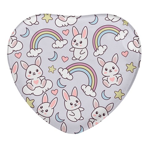 Seamless Pattern With Cute Rabbit Character Heart Glass Fridge Magnet (4 pack) from ArtsNow.com Front