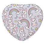 Seamless Pattern With Cute Rabbit Character Heart Glass Fridge Magnet (4 pack)