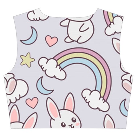 Seamless Pattern With Cute Rabbit Character Trumpet Sleeve Cropped Top from ArtsNow.com Back