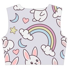 Seamless Pattern With Cute Rabbit Character Trumpet Sleeve Cropped Top from ArtsNow.com Back