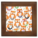 Cute Colorful Owl Cartoon Seamless Pattern Framed Tile