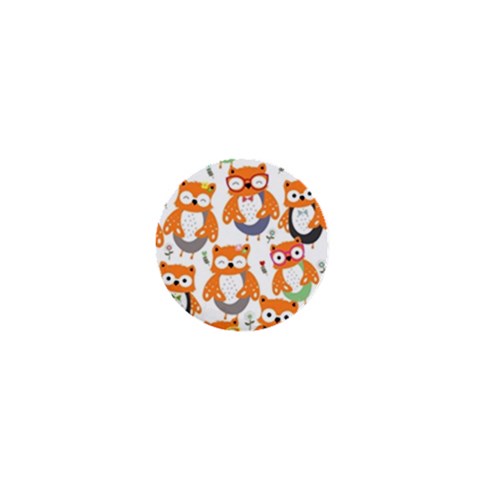 Cute Colorful Owl Cartoon Seamless Pattern 1  Mini Buttons from ArtsNow.com Front