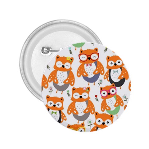Cute Colorful Owl Cartoon Seamless Pattern 2.25  Buttons from ArtsNow.com Front