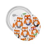 Cute Colorful Owl Cartoon Seamless Pattern 2.25  Buttons