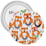 Cute Colorful Owl Cartoon Seamless Pattern 3  Buttons
