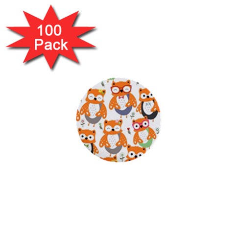 Cute Colorful Owl Cartoon Seamless Pattern 1  Mini Buttons (100 pack)  from ArtsNow.com Front