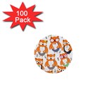Cute Colorful Owl Cartoon Seamless Pattern 1  Mini Buttons (100 pack) 