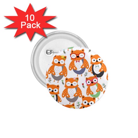 Cute Colorful Owl Cartoon Seamless Pattern 1.75  Buttons (10 pack) from ArtsNow.com Front