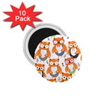 Cute Colorful Owl Cartoon Seamless Pattern 1.75  Magnets (10 pack) 