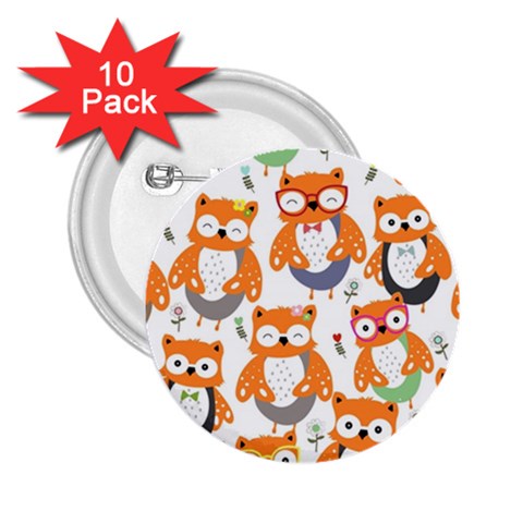 Cute Colorful Owl Cartoon Seamless Pattern 2.25  Buttons (10 pack)  from ArtsNow.com Front