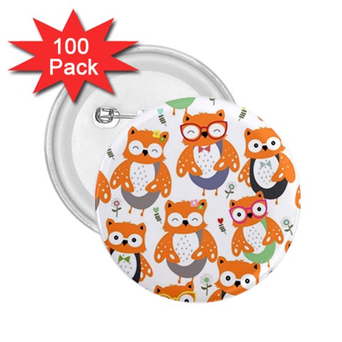 Cute Colorful Owl Cartoon Seamless Pattern 2.25  Buttons (100 pack)  from ArtsNow.com Front