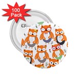 Cute Colorful Owl Cartoon Seamless Pattern 2.25  Buttons (100 pack) 