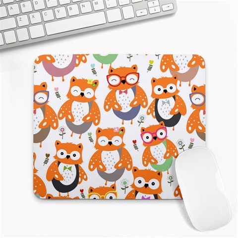 Cute Colorful Owl Cartoon Seamless Pattern Large Mousepad from ArtsNow.com Front