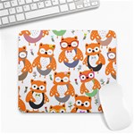 Cute Colorful Owl Cartoon Seamless Pattern Large Mousepad