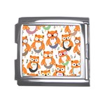Cute Colorful Owl Cartoon Seamless Pattern Mega Link Italian Charm (18mm)