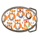 Cute Colorful Owl Cartoon Seamless Pattern Belt Buckles