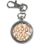 Cute Colorful Owl Cartoon Seamless Pattern Key Chain Watches