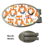 Cute Colorful Owl Cartoon Seamless Pattern Money Clips (Oval) 