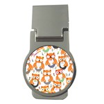 Cute Colorful Owl Cartoon Seamless Pattern Money Clips (Round) 