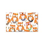 Cute Colorful Owl Cartoon Seamless Pattern Sticker (Rectangular)