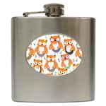 Cute Colorful Owl Cartoon Seamless Pattern Hip Flask (6 oz)