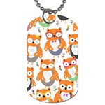 Cute Colorful Owl Cartoon Seamless Pattern Dog Tag (Two Sides)