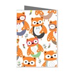 Cute Colorful Owl Cartoon Seamless Pattern Mini Greeting Cards (Pkg of 8)