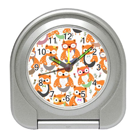 Cute Colorful Owl Cartoon Seamless Pattern Travel Alarm Clock from ArtsNow.com Front