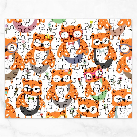 Cute Colorful Owl Cartoon Seamless Pattern Rectangular Jigsaw Puzzl from ArtsNow.com Front