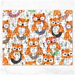 Cute Colorful Owl Cartoon Seamless Pattern Rectangular Jigsaw Puzzl