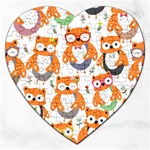 Cute Colorful Owl Cartoon Seamless Pattern Jigsaw Puzzle (Heart)
