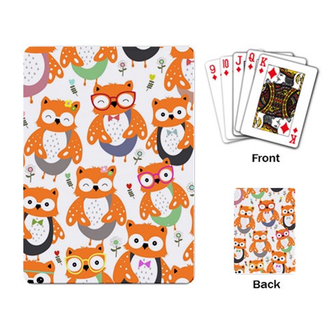 Cute Colorful Owl Cartoon Seamless Pattern Playing Cards Single Design (Rectangle) from ArtsNow.com Back
