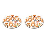 Cute Colorful Owl Cartoon Seamless Pattern Cufflinks (Oval)
