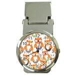 Cute Colorful Owl Cartoon Seamless Pattern Money Clip Watches
