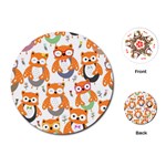 Cute Colorful Owl Cartoon Seamless Pattern Playing Cards Single Design (Round)