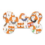 Cute Colorful Owl Cartoon Seamless Pattern Dog Tag Bone (One Side)