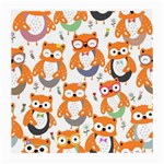 Cute Colorful Owl Cartoon Seamless Pattern Medium Glasses Cloth (2 Sides)