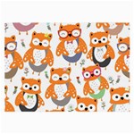 Cute Colorful Owl Cartoon Seamless Pattern Large Glasses Cloth (2 Sides)