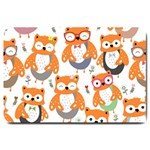 Cute Colorful Owl Cartoon Seamless Pattern Large Doormat