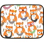 Cute Colorful Owl Cartoon Seamless Pattern Two Sides Fleece Blanket (Mini)