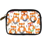 Cute Colorful Owl Cartoon Seamless Pattern Digital Camera Leather Case