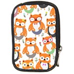 Cute Colorful Owl Cartoon Seamless Pattern Compact Camera Leather Case