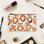 Cute Colorful Owl Cartoon Seamless Pattern Cosmetic Bag (Small)