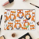 Cute Colorful Owl Cartoon Seamless Pattern Cosmetic Bag (Large)